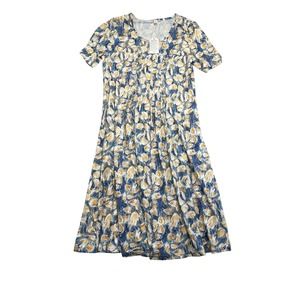 New Blue And Yellow Summer Dress Size Medium 43” Long